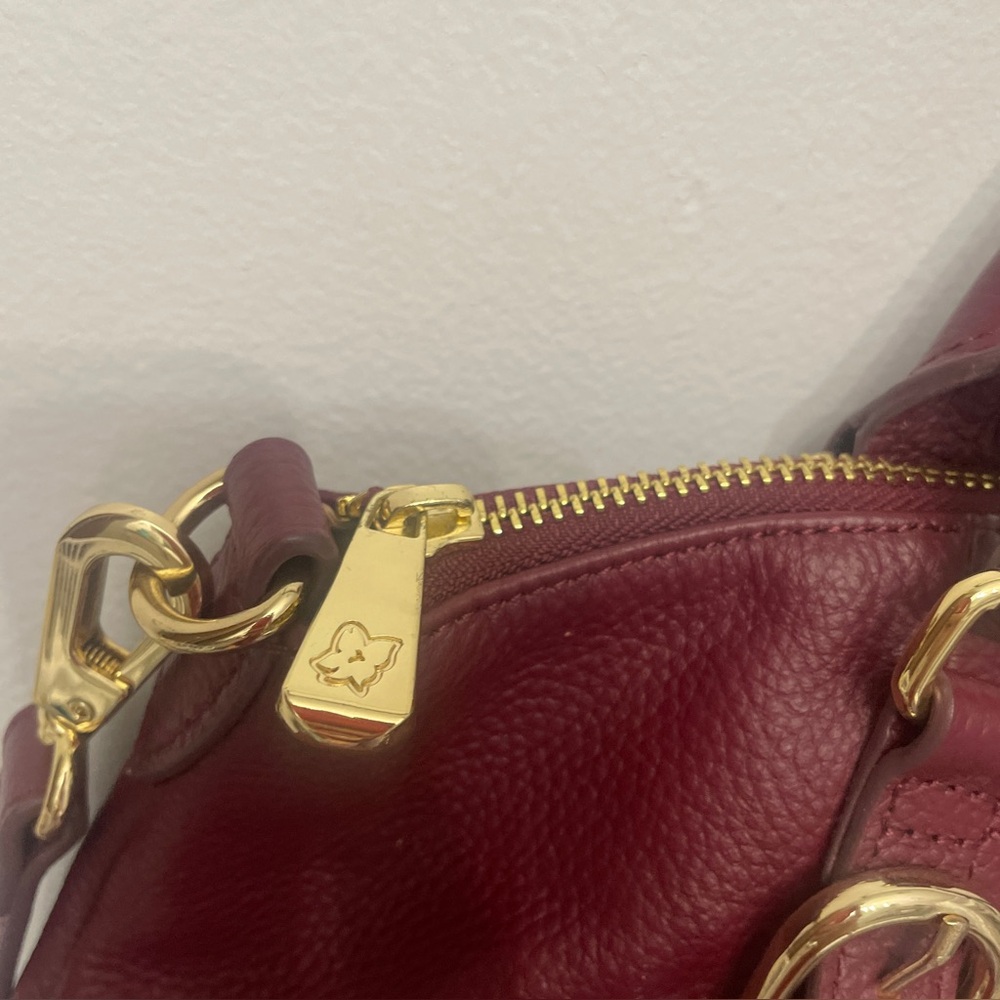 Ora Delphine Adele Burgundy Leather Satchel Bag Fall Color - Picture 6 of 14